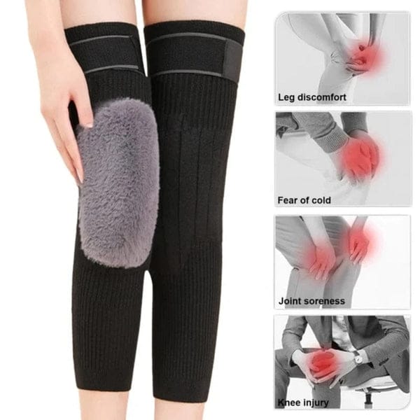 2 Pcs Adjustable Cashmere wool Knee Warmers -30° warm knee pads with strap