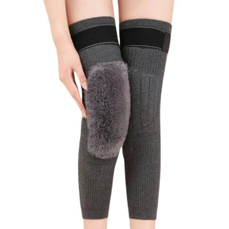 2 Pcs Adjustable Cashmere Wool Knee Pads With Straps